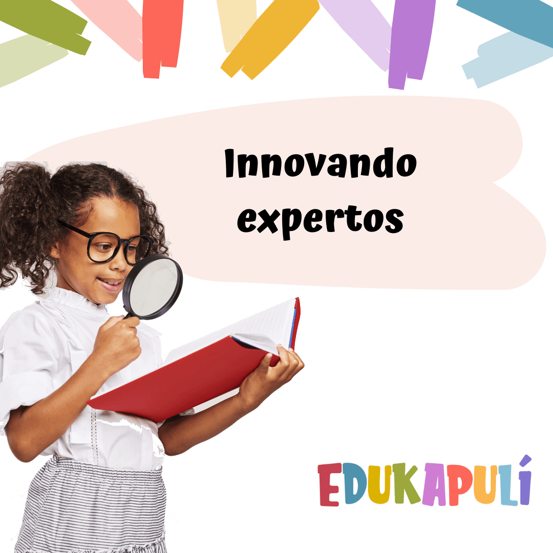 Niña mirando un libro abierto con lupa